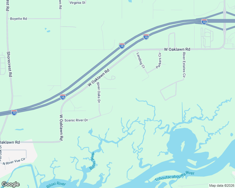 map of restaurants, bars, coffee shops, grocery stores, and more near 9040 Scenic River Dr in Biloxi