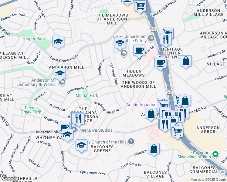 map of restaurants, bars, coffee shops, grocery stores, and more near 10106 Missel Thrush Drive in Austin