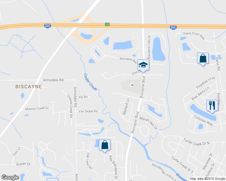map of restaurants, bars, coffee shops, grocery stores, and more near 1596 Shearwater Drive in Jacksonville