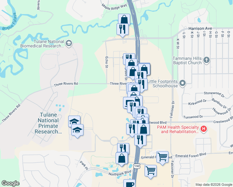 map of restaurants, bars, coffee shops, grocery stores, and more near 11th Avenue in Covington