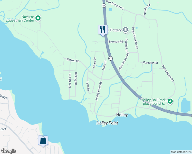 map of restaurants, bars, coffee shops, grocery stores, and more near 3118 Evans Avenue in Navarre