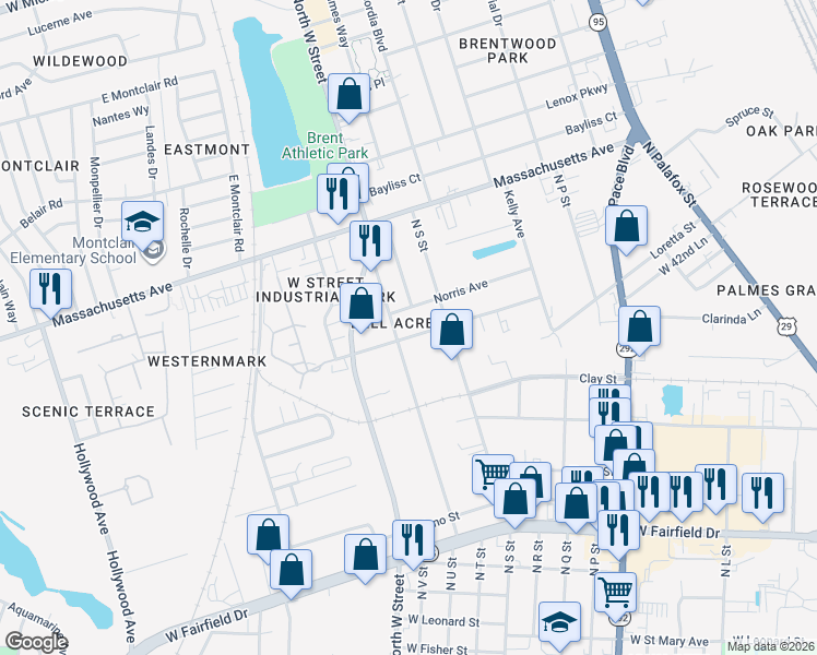 map of restaurants, bars, coffee shops, grocery stores, and more near in Brent
