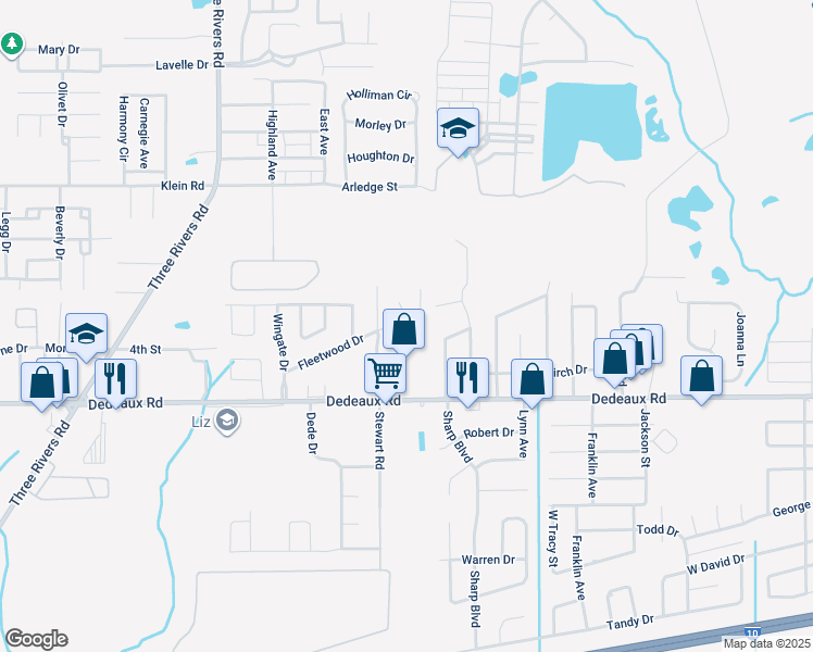 map of restaurants, bars, coffee shops, grocery stores, and more near 22 Fleetwood Drive in Gulfport