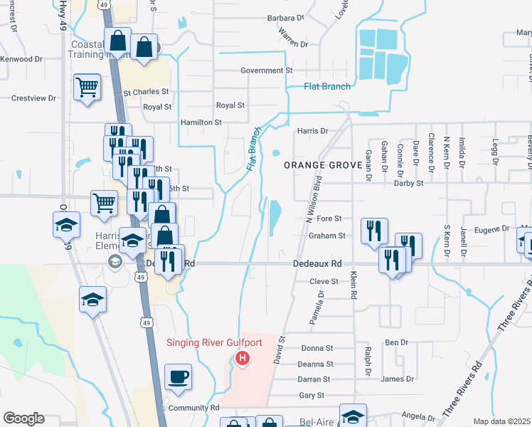 map of restaurants, bars, coffee shops, grocery stores, and more near 11365 Totaro Road in Gulfport