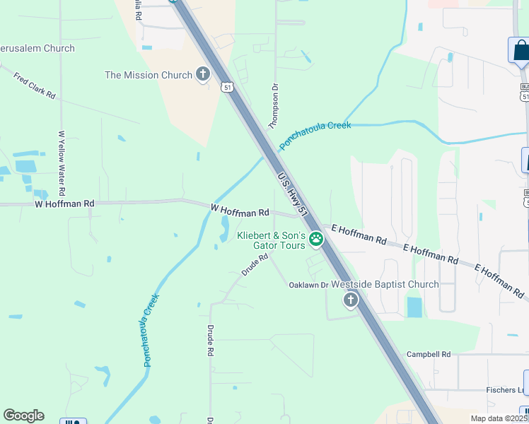 map of restaurants, bars, coffee shops, grocery stores, and more near 15313 West Hoffman Road in Hammond