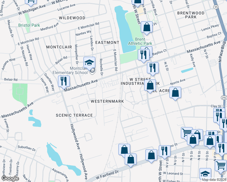 map of restaurants, bars, coffee shops, grocery stores, and more near 1221 Rio Grande Circle in Pensacola