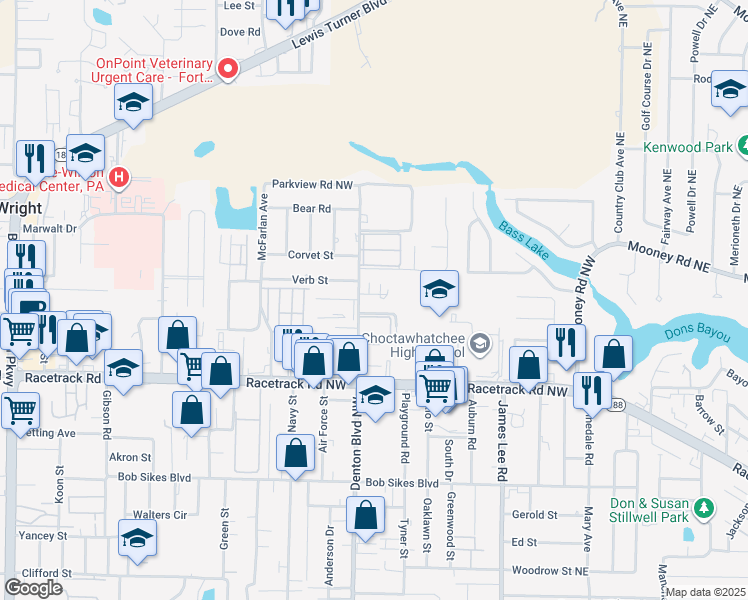 map of restaurants, bars, coffee shops, grocery stores, and more near 914 Tokalon Court in Fort Walton Beach