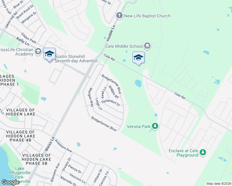 map of restaurants, bars, coffee shops, grocery stores, and more near 16808 Ruggio Road in Pflugerville