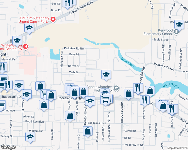map of restaurants, bars, coffee shops, grocery stores, and more near 990 Rockport Drive in Fort Walton Beach
