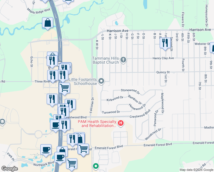 map of restaurants, bars, coffee shops, grocery stores, and more near 19498 9th Avenue in Covington
