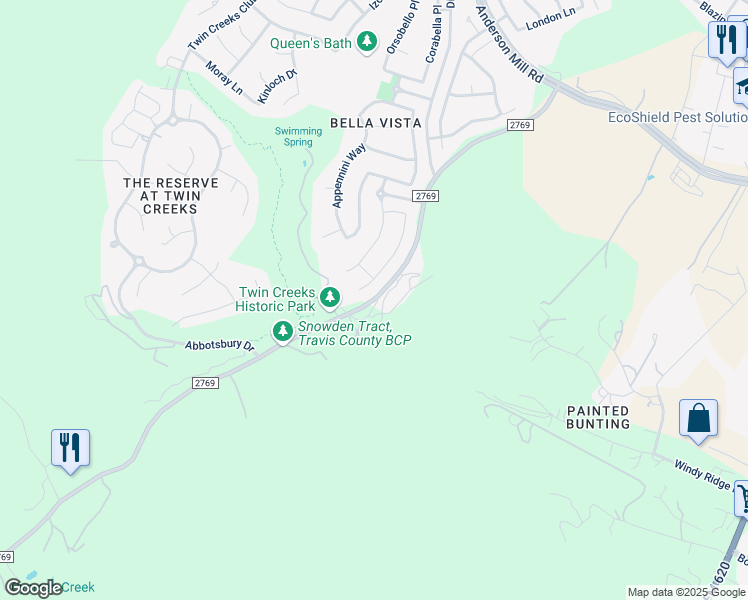 map of restaurants, bars, coffee shops, grocery stores, and more near 13033 Farm to Market 2769 in Austin