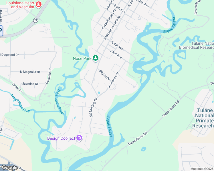 map of restaurants, bars, coffee shops, grocery stores, and more near 2301 South America Street in Covington