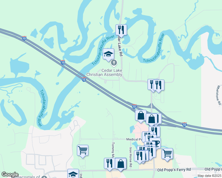 map of restaurants, bars, coffee shops, grocery stores, and more near 11371 Ruth Court in Biloxi