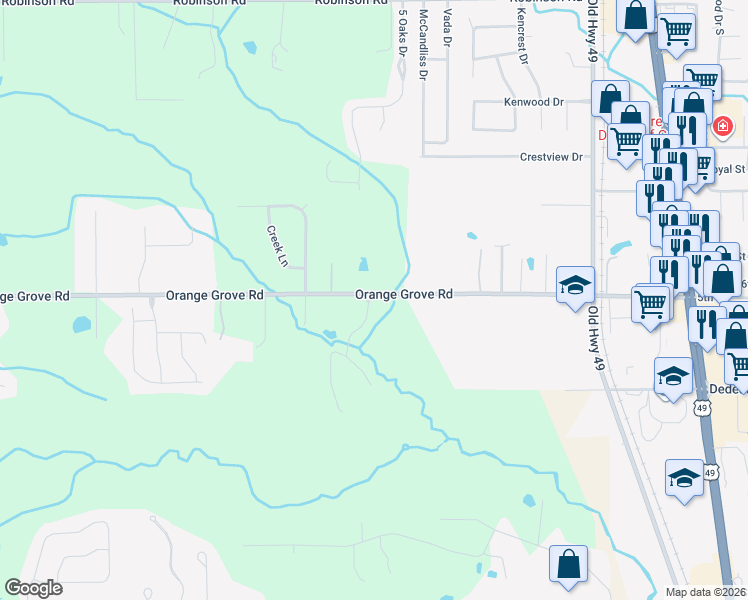 map of restaurants, bars, coffee shops, grocery stores, and more near 16315 Orange Grove Road in Gulfport