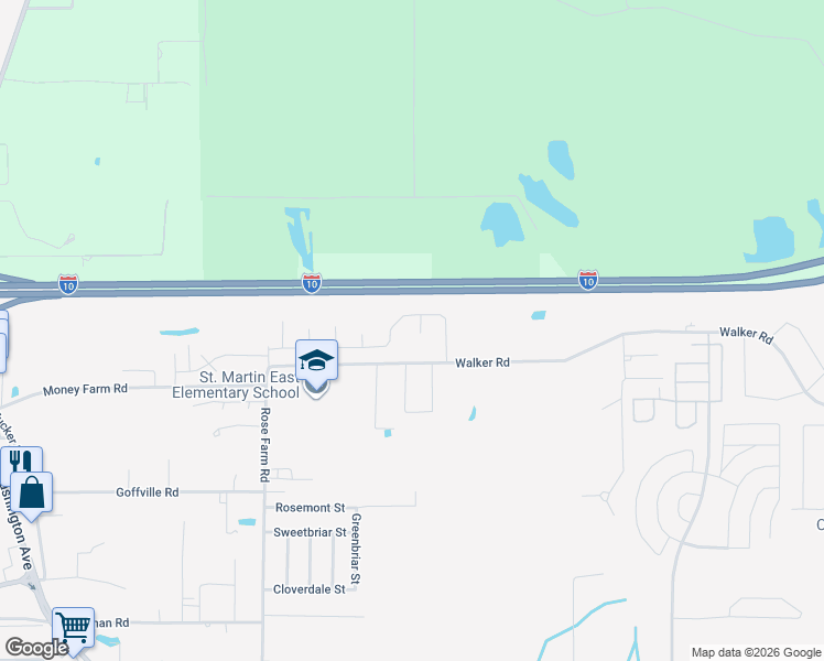 map of restaurants, bars, coffee shops, grocery stores, and more near 12716 Walker Road in Ocean Springs
