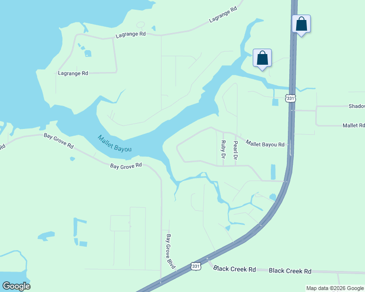 map of restaurants, bars, coffee shops, grocery stores, and more near 610 Mallet Bayou Road in Freeport