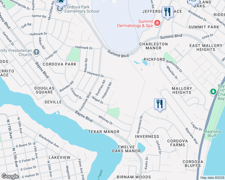 map of restaurants, bars, coffee shops, grocery stores, and more near 3560 Hopestill Road in Pensacola