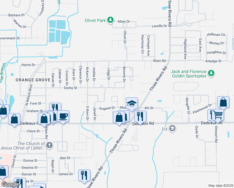 map of restaurants, bars, coffee shops, grocery stores, and more near 117 Chastity Drive in Gulfport