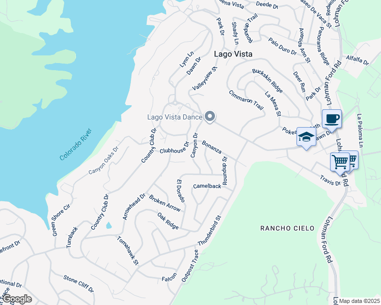 map of restaurants, bars, coffee shops, grocery stores, and more near 5700 Canyon Drive in Leander
