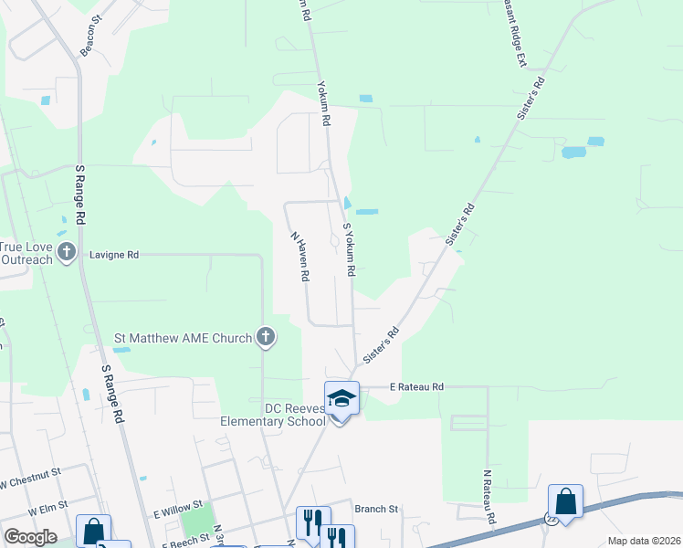 map of restaurants, bars, coffee shops, grocery stores, and more near 45 Magnolia Court in Ponchatoula