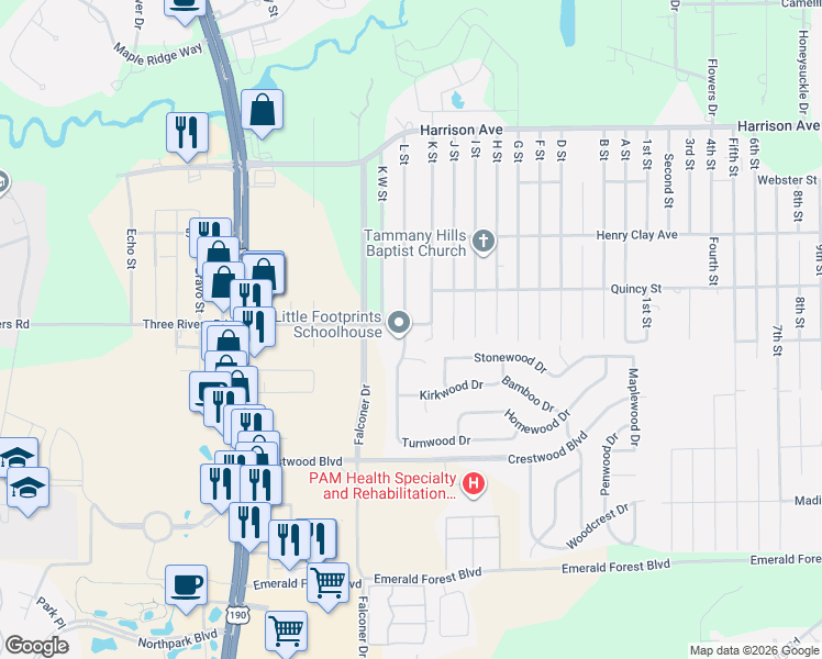 map of restaurants, bars, coffee shops, grocery stores, and more near 19498 9th Avenue in Covington