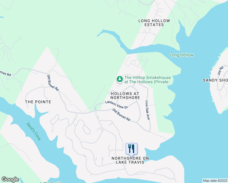 map of restaurants, bars, coffee shops, grocery stores, and more near 17804 Maritime Point in Jonestown