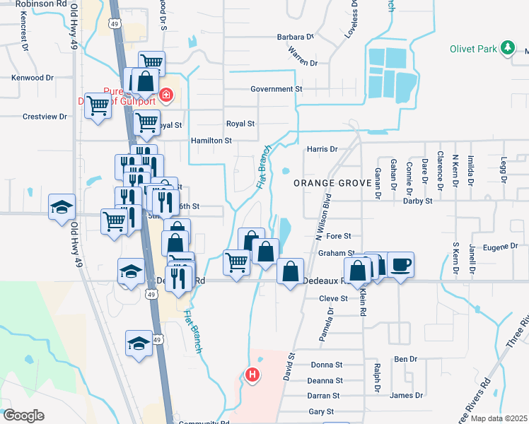 map of restaurants, bars, coffee shops, grocery stores, and more near 11365 Totaro Road in Gulfport