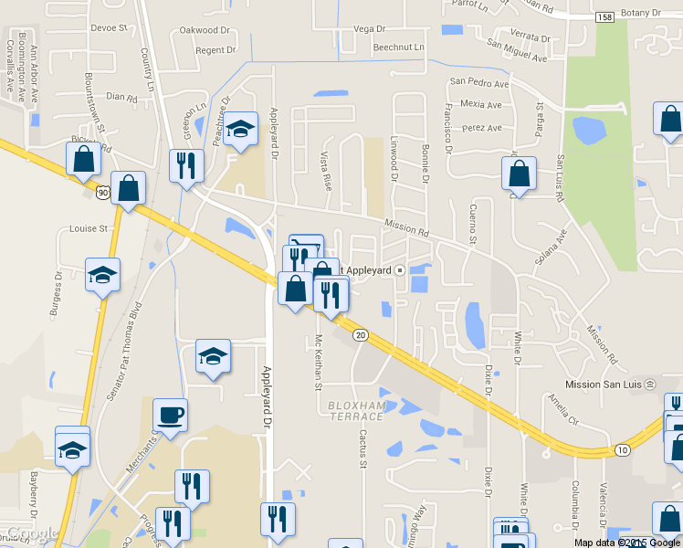 map of restaurants, bars, coffee shops, grocery stores, and more near Godlenrod Ln in Tallahassee