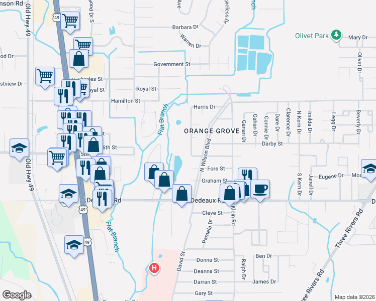 map of restaurants, bars, coffee shops, grocery stores, and more near 11393 Harris Drive in Gulfport