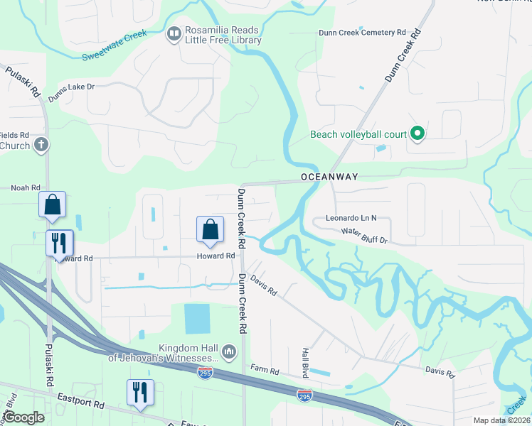 map of restaurants, bars, coffee shops, grocery stores, and more near 1815 Barber Drive in Jacksonville