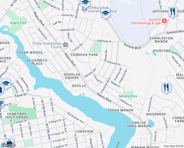 map of restaurants, bars, coffee shops, grocery stores, and more near 2381 Connell Drive in Pensacola