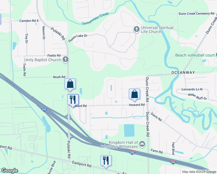 map of restaurants, bars, coffee shops, grocery stores, and more near 11917 Hayden Lakes Circle in Jacksonville
