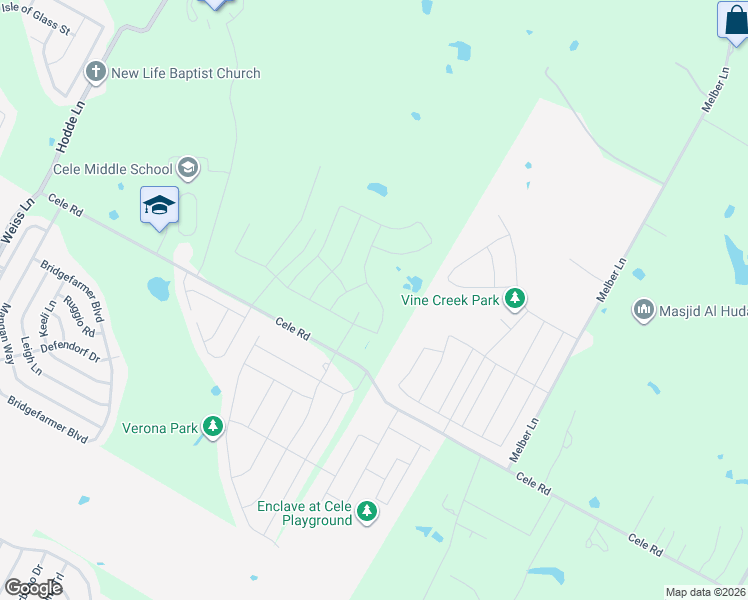 map of restaurants, bars, coffee shops, grocery stores, and more near 19608 Judys View in Pflugerville