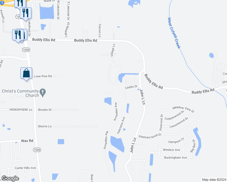 map of restaurants, bars, coffee shops, grocery stores, and more near 11237 Caddo Drive in Denham Springs