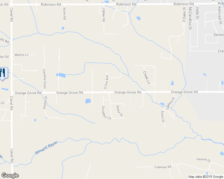 map of restaurants, bars, coffee shops, grocery stores, and more near 17068 Orange Grove Road in Gulfport