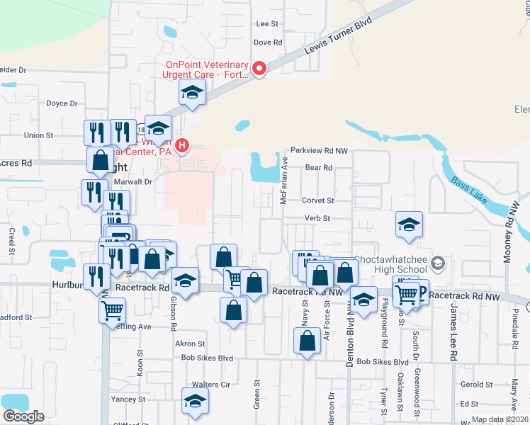 map of restaurants, bars, coffee shops, grocery stores, and more near 943 Central Avenue in Fort Walton Beach