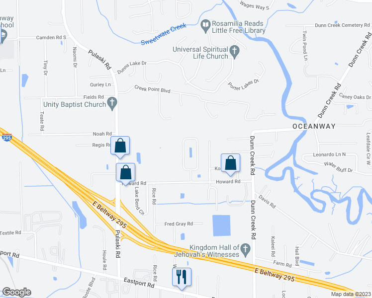 map of restaurants, bars, coffee shops, grocery stores, and more near 11925 Hayden Lakes Circle in Jacksonville