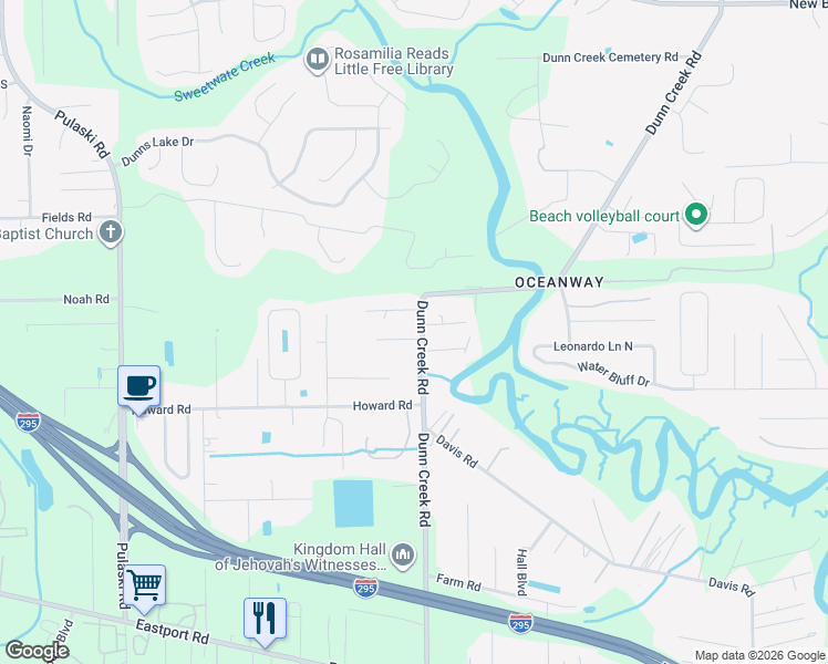 map of restaurants, bars, coffee shops, grocery stores, and more near 11791 Dunn Creek Road in Jacksonville