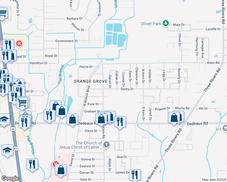 map of restaurants, bars, coffee shops, grocery stores, and more near 213 Darby Street in Gulfport