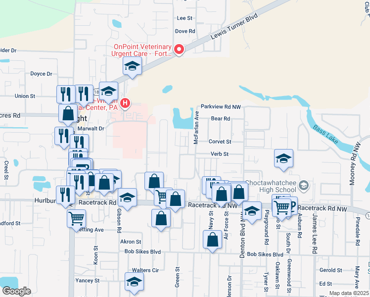 map of restaurants, bars, coffee shops, grocery stores, and more near 932 Central Avenue in Fort Walton Beach
