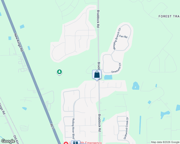 map of restaurants, bars, coffee shops, grocery stores, and more near 12410 Cadley Circle in Jacksonville