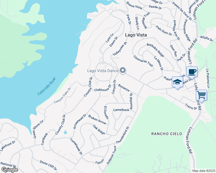 map of restaurants, bars, coffee shops, grocery stores, and more near 5700 Canyon Drive in Leander