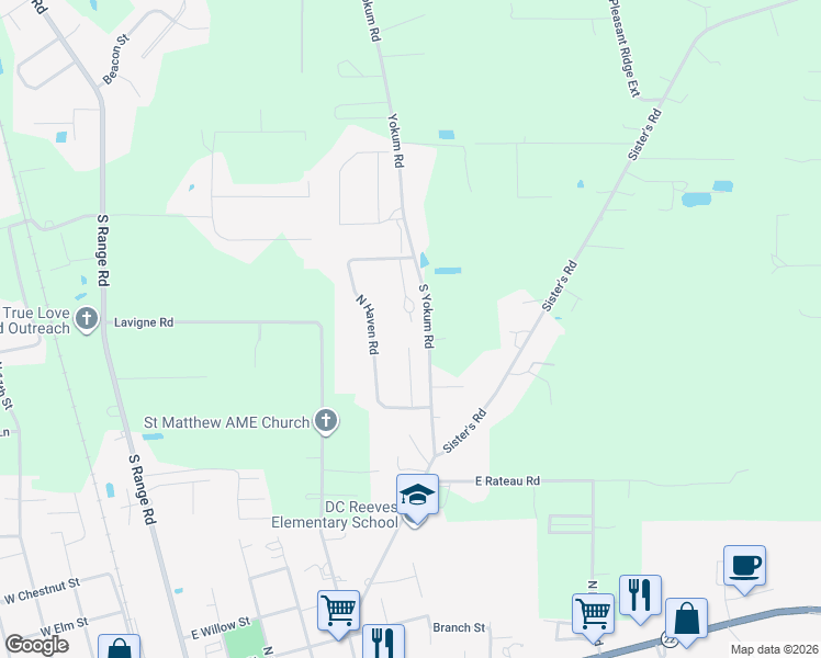 map of restaurants, bars, coffee shops, grocery stores, and more near 45 Magnolia Court in Ponchatoula