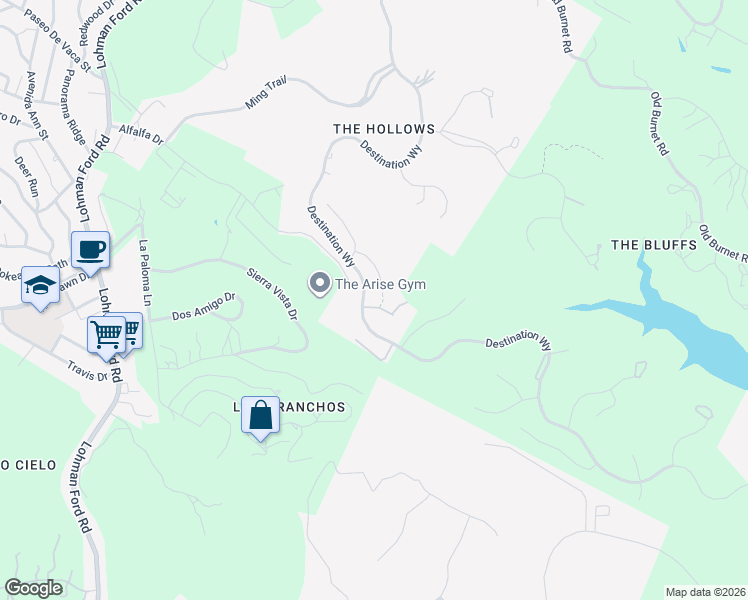map of restaurants, bars, coffee shops, grocery stores, and more near 5909 Destination Way in Leander