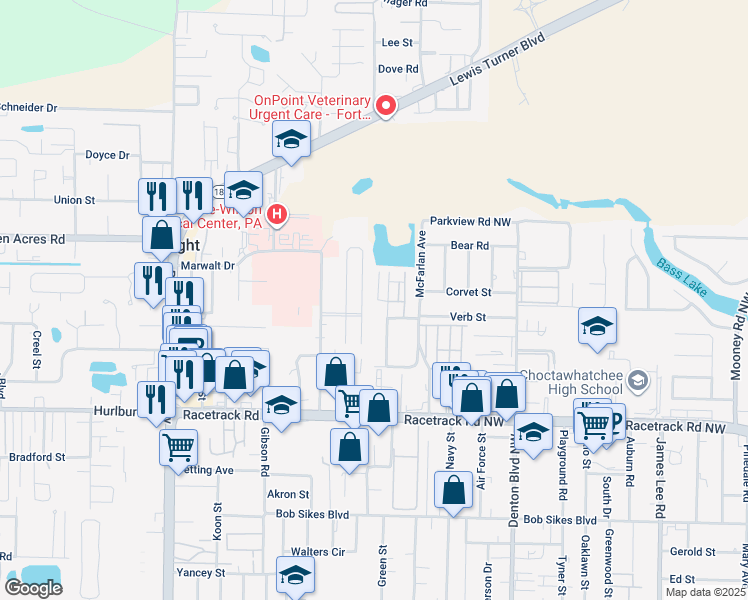 map of restaurants, bars, coffee shops, grocery stores, and more near 932 Central Avenue in Fort Walton Beach
