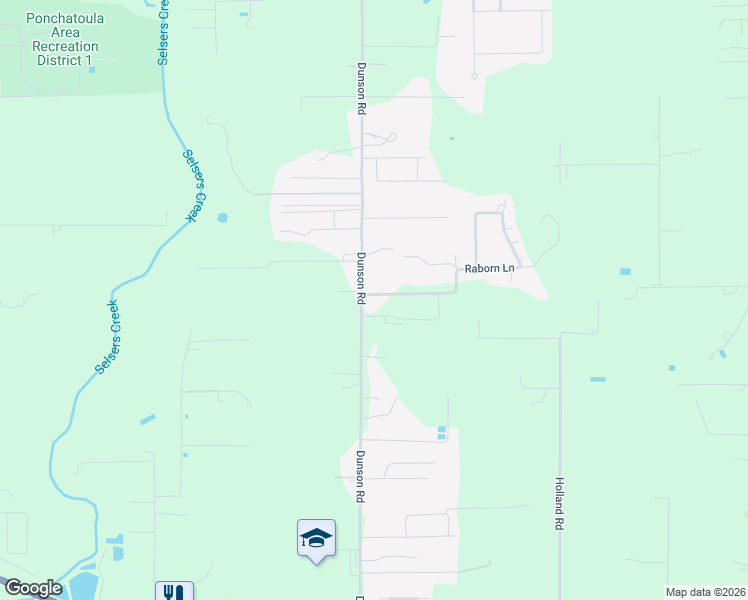 map of restaurants, bars, coffee shops, grocery stores, and more near 41128 Dunson Road in Ponchatoula