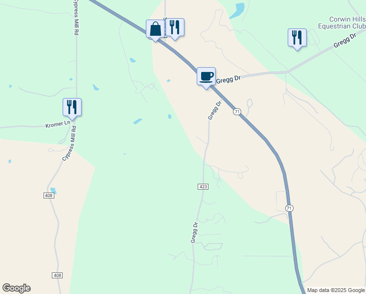 map of restaurants, bars, coffee shops, grocery stores, and more near 330 County Road 423 in Spicewood