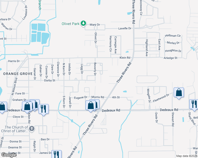 map of restaurants, bars, coffee shops, grocery stores, and more near 710 Shirley Drive in Gulfport