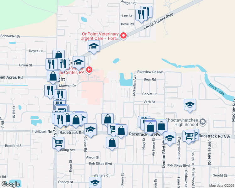 map of restaurants, bars, coffee shops, grocery stores, and more near 14 Central Avenue in Fort Walton Beach