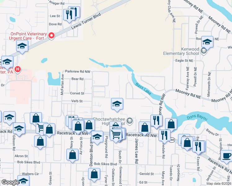 map of restaurants, bars, coffee shops, grocery stores, and more near 3 Cinderella Court in Fort Walton Beach